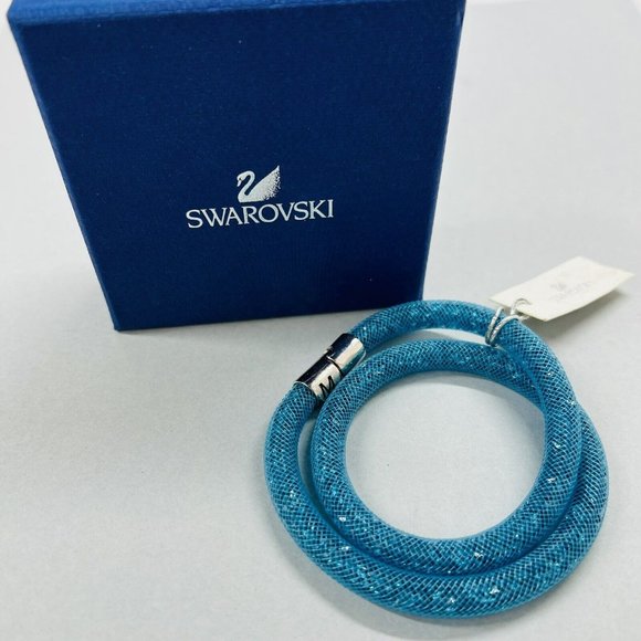 Swarovski Jewelry - Swarovski Stardust Crystals Double Bracelet Choker Medium BOX, Turquoise Blue